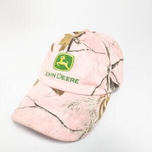 John Deere Pink Camo 6 Panel Hook and Loop Baseball Cap Hat